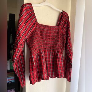 NWT Old Navy Plaid Peplum Top ❤️